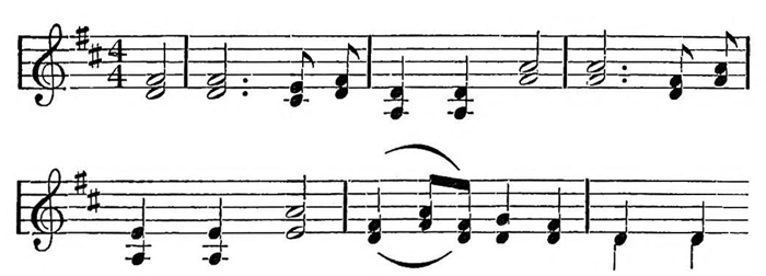 Musical notation without lyrics: epigraph to Chapter II, Of the Dawn of Freedom.