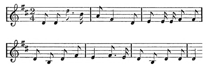 Musical notation without lyrics: epigraph to Chapter VIII, Of the Quest of the Golden Fleece.
